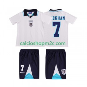 Inghilterra Beckham 7 Retro Bambino Maglia Prima 1996 Manica Corta